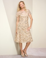 Tea Length Embroidered A-Line Sequin Dress thumbnail number 1
