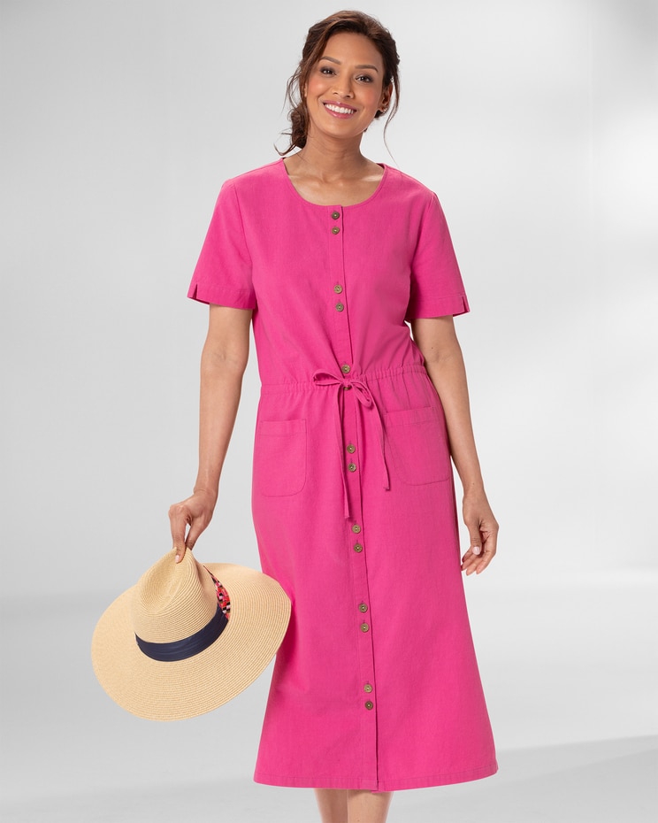Captiva Drawstring Button-Front Dress image number 1