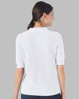 Elbow-Sleeve Linen/Cotton Polo Sweater thumbnail number 2
