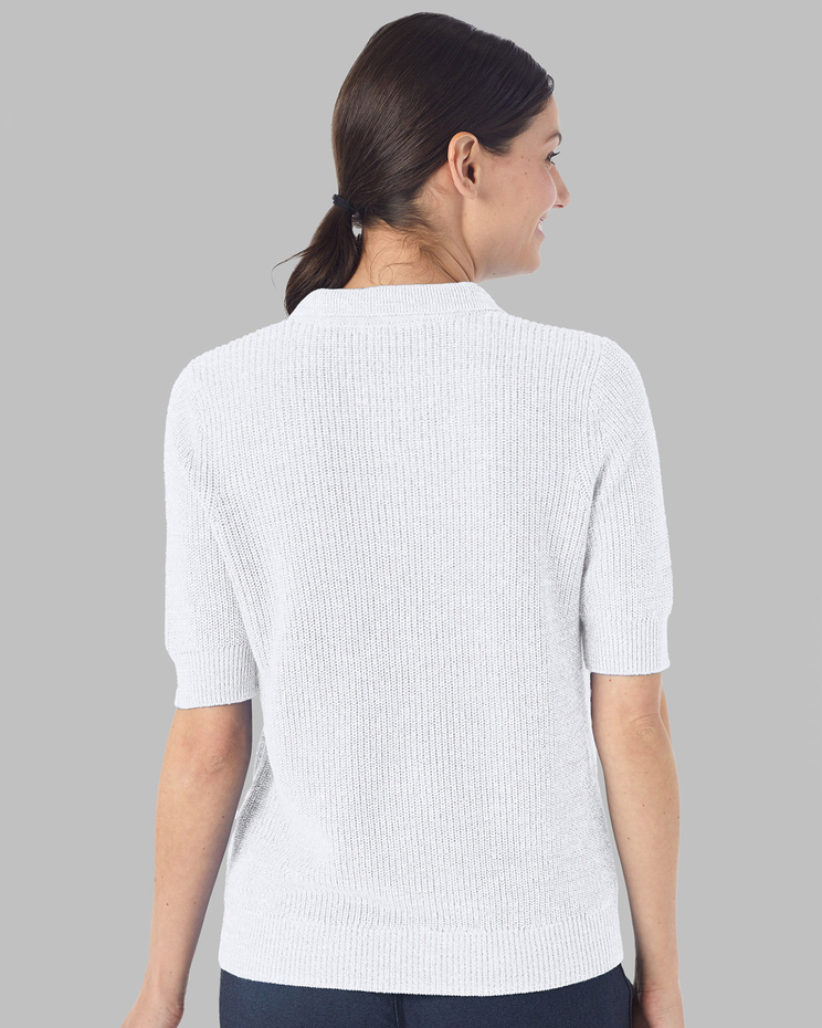 Elbow-Sleeve Linen/Cotton Polo Sweater image number 2