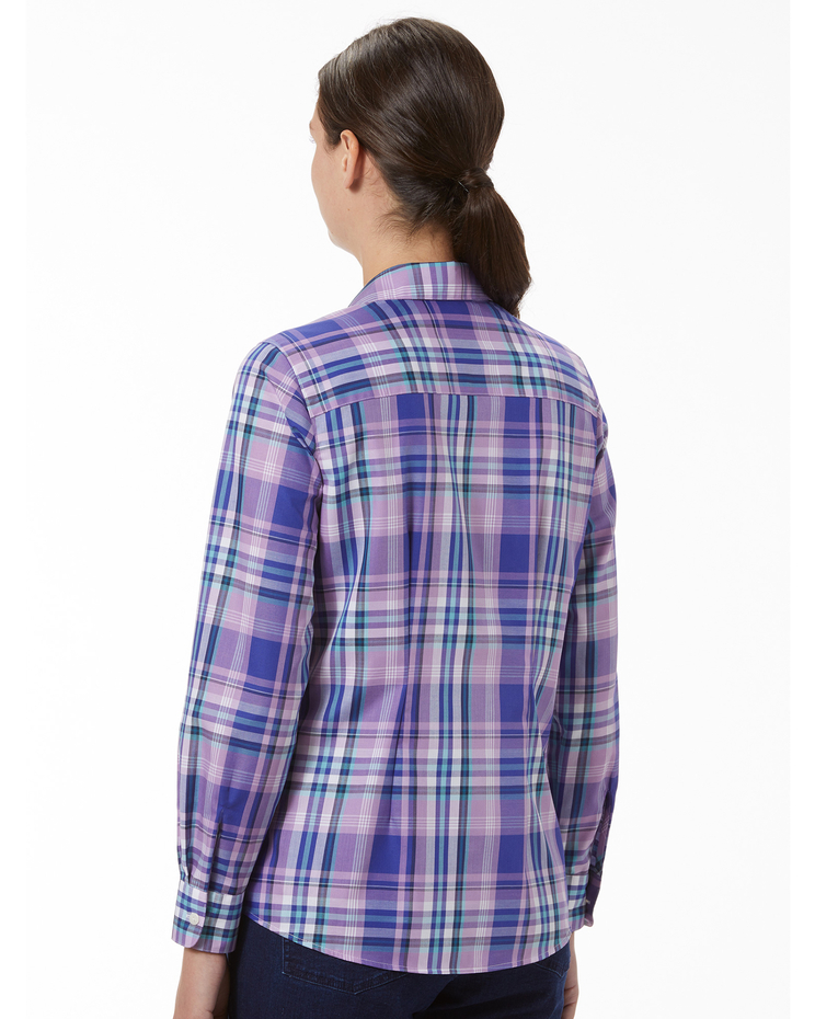 Foxcroft Perfect-Fit No-Iron Plaid Long-Sleeve Shirt image number 2