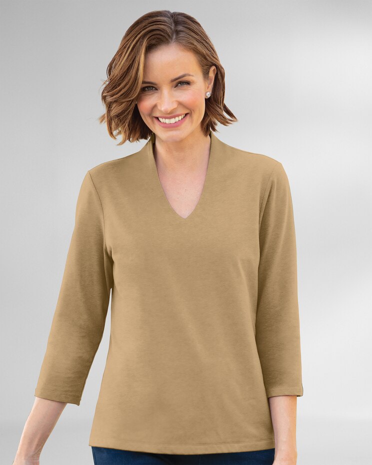 Prima™ Cotton Narrow V-Neck Tee image number 1