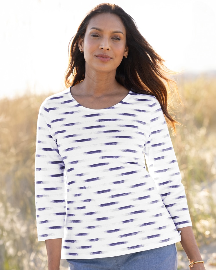 Prima™ Cotton Painted-Stripe Tee image number 1
