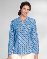 Silky Print Long-Sleeve Utility Blouse thumbnail number 1