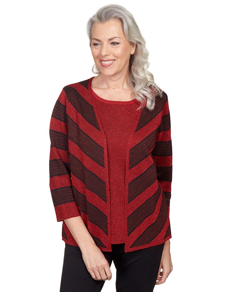 Alfred Dunner® Chevron Stripe Two For One Top image number 1
