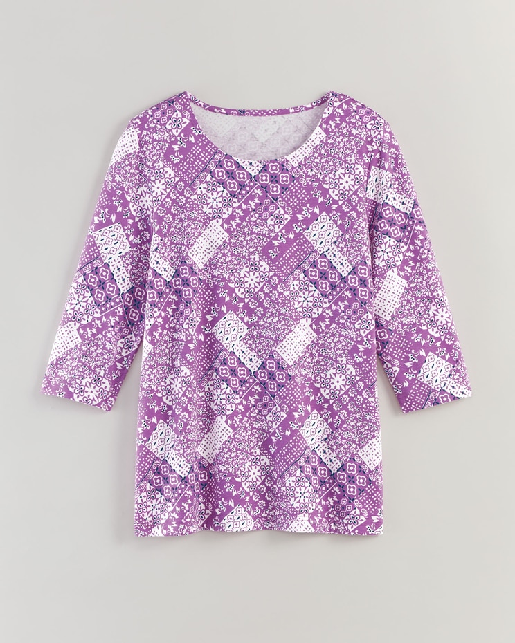 Three-Quarter Sleeve Patchwork Tee image number 3
