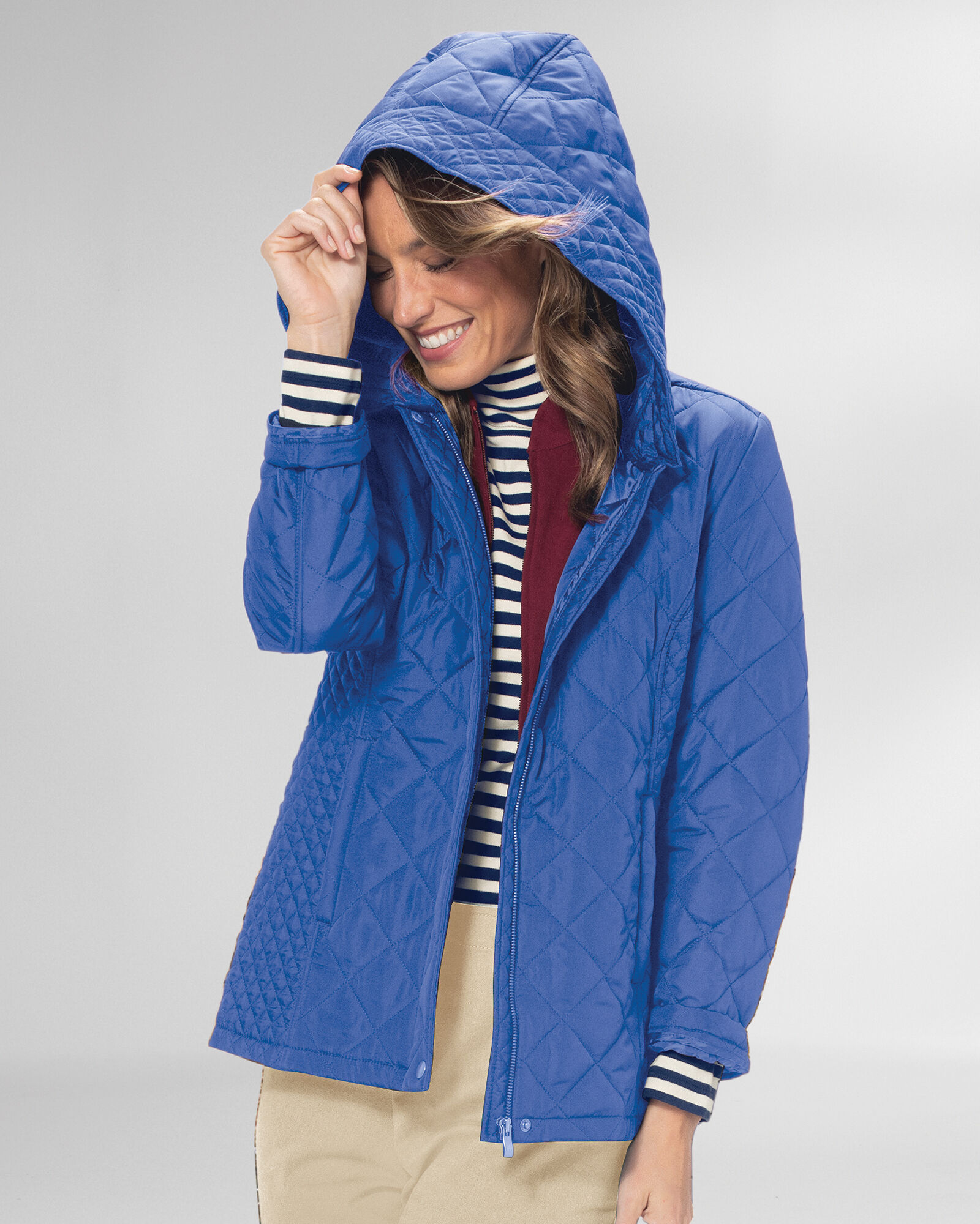 Quilted blue jacket best sale
