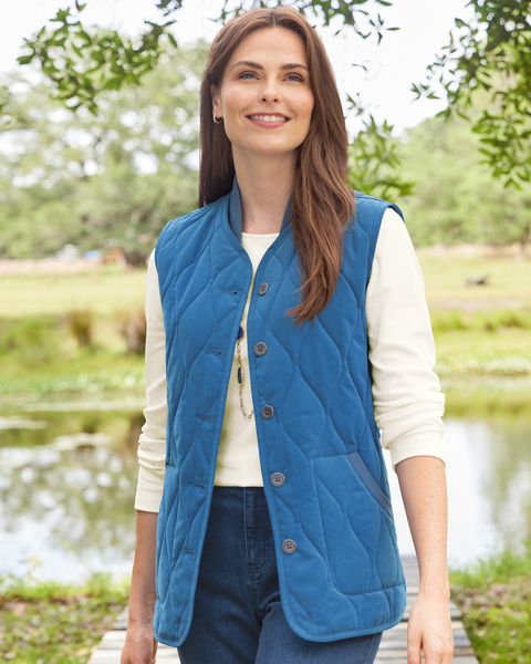 Knit-Collar Quilted Vest