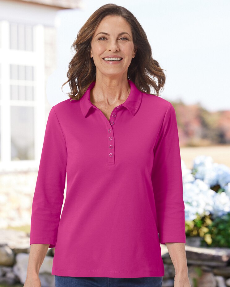 Essential Cotton 3/4 Sleeve Polo image number 1