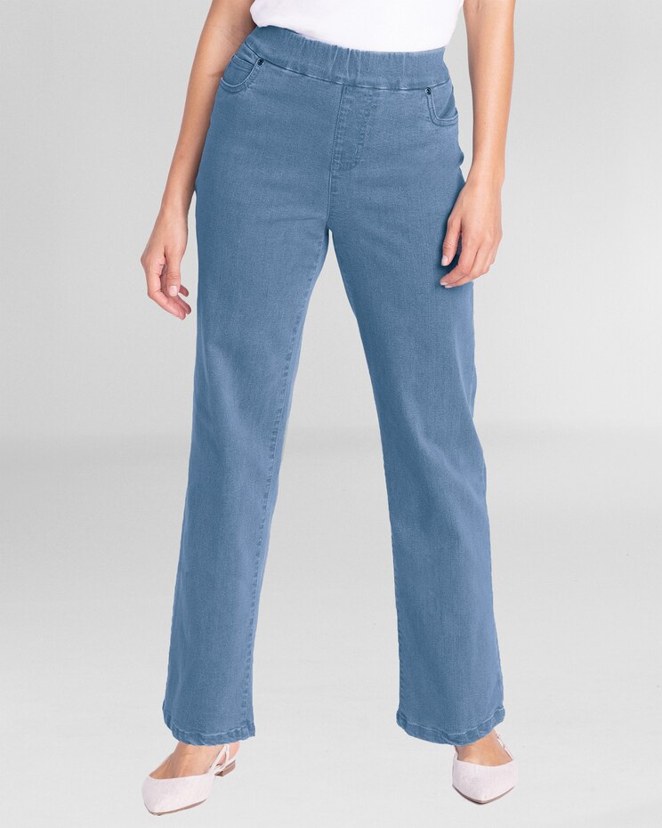 DreamFlex Denim Easy Pull-On Relaxed Straight Leg Jeans image number 1