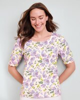Prima™ Cotton Poppy-Print Scalloped Tee  thumbnail number 1