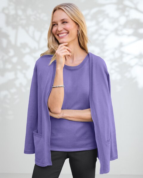 Madison Crochet-Trim Cardigan