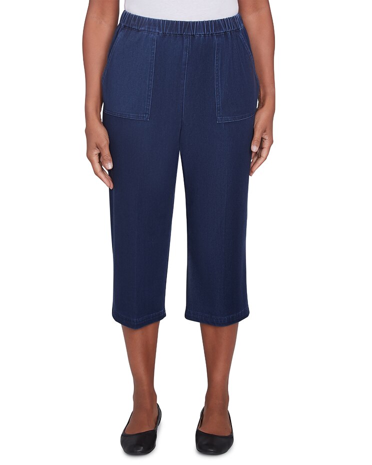 Alfred Dunner® Free Spirit Free Spirit Knit Denim Capri image number 1