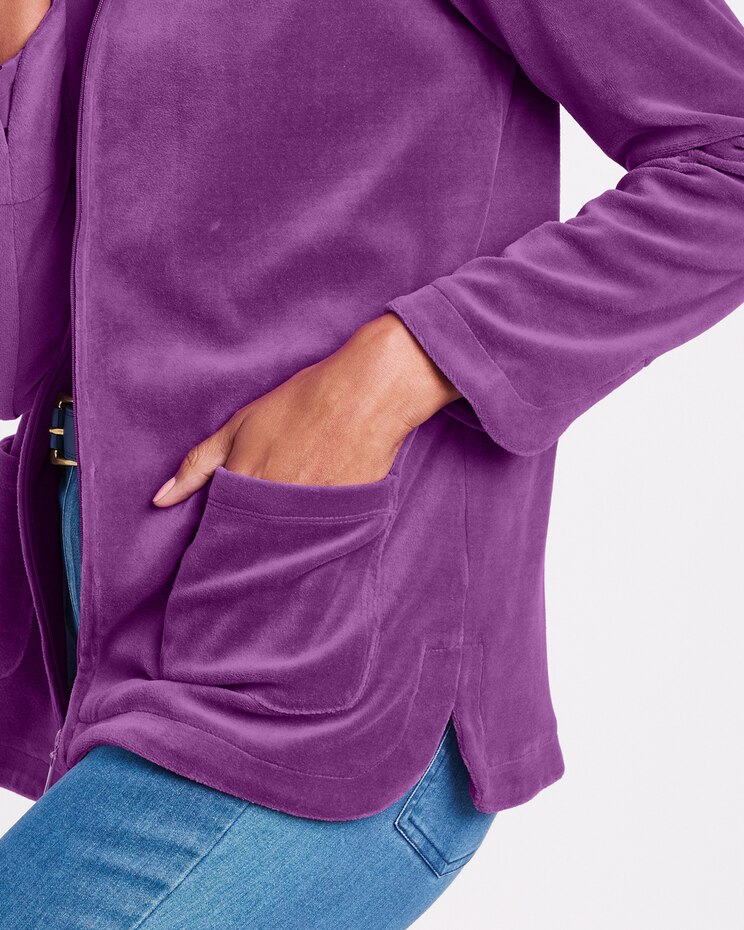 Velour Zip-Front Cardigan image number 2