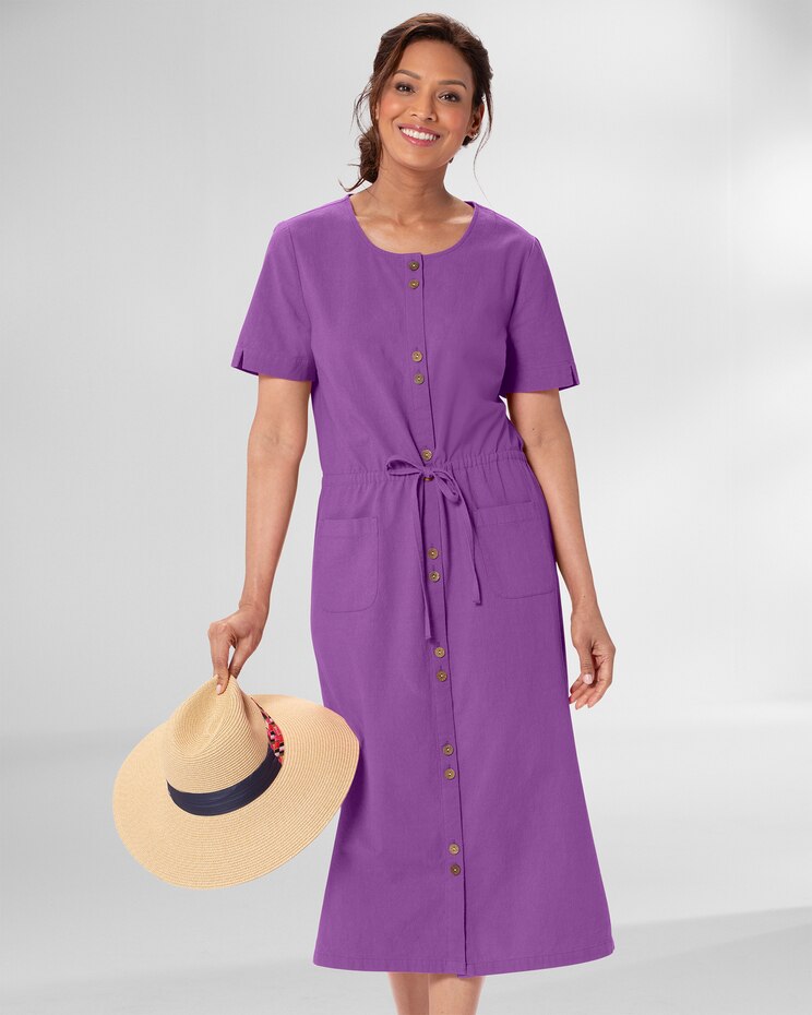 Captiva Drawstring Button-Front Dress image number 1