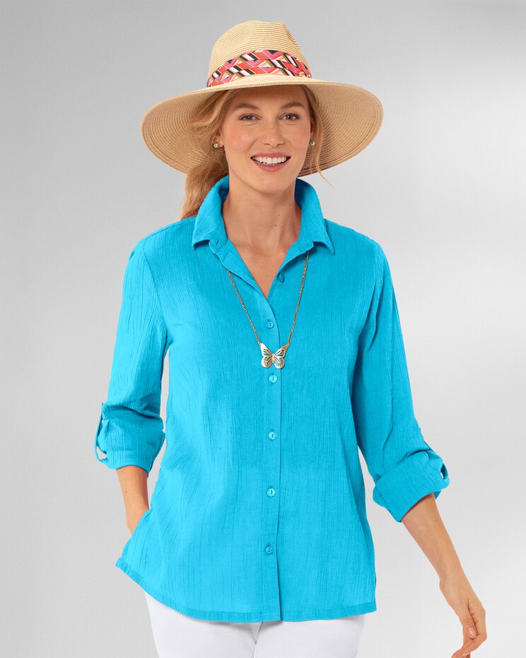 Crinkled Cotton Solid Shirt image number 1