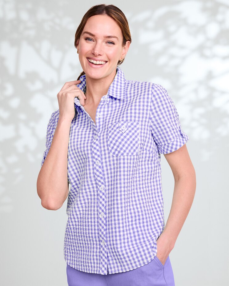 Gingham Seersucker Camp Shirt image number 1