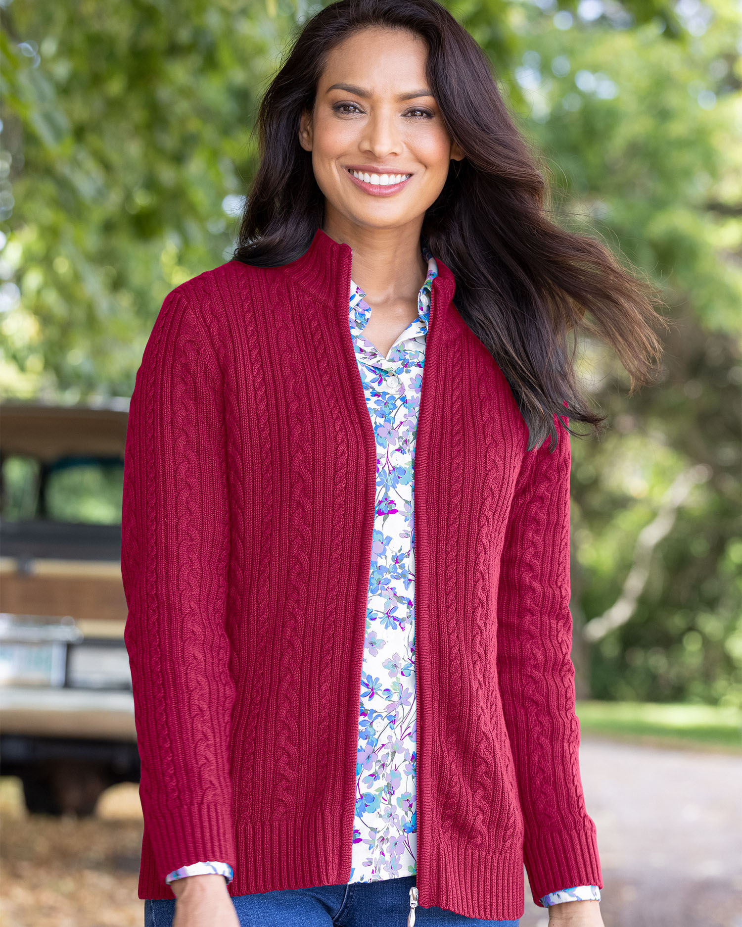Iconic Cable Zip Cardigan Sweater
