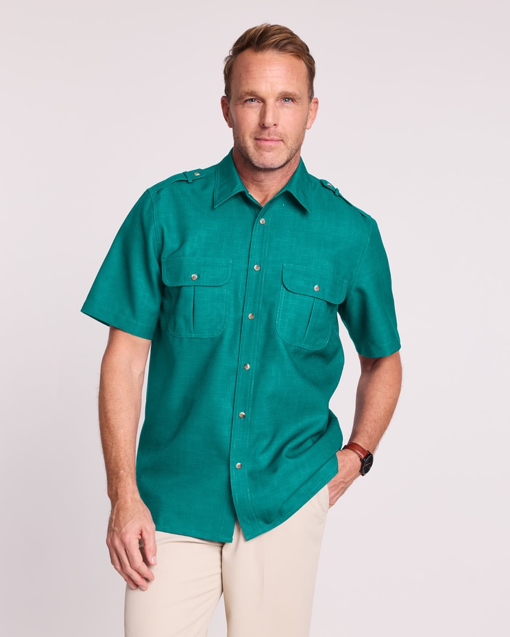 John Blair® Short-Sleeve Linen-Look Pilot Shirt image number 1