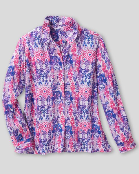 Ikat-Print Crinkle Shirt