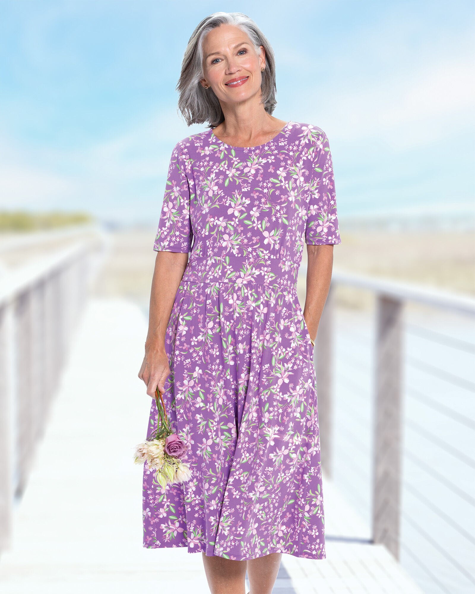Floral sales knit dress