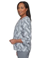 Alfred Dunner® Point Of View Geo Texture Crew Neck Jacket thumbnail number 4