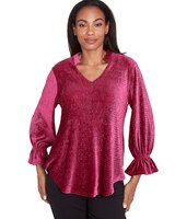 Ruby Rd® Berry Glam Knit Smock Velvet Top thumbnail number 1