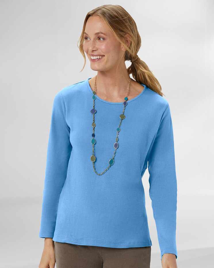 Essential Cotton Solid Jewelneck Tee image number 1
