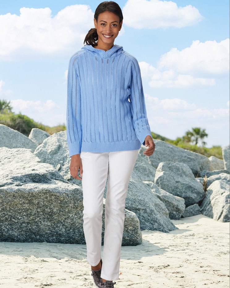 Pointelle Hoodie Sweater image number 3