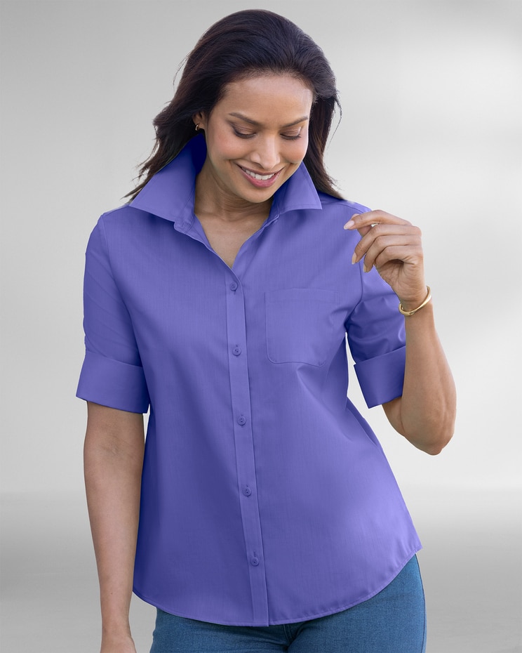 Foxcroft® Elbow-Sleeve Camp Shirt image number 1