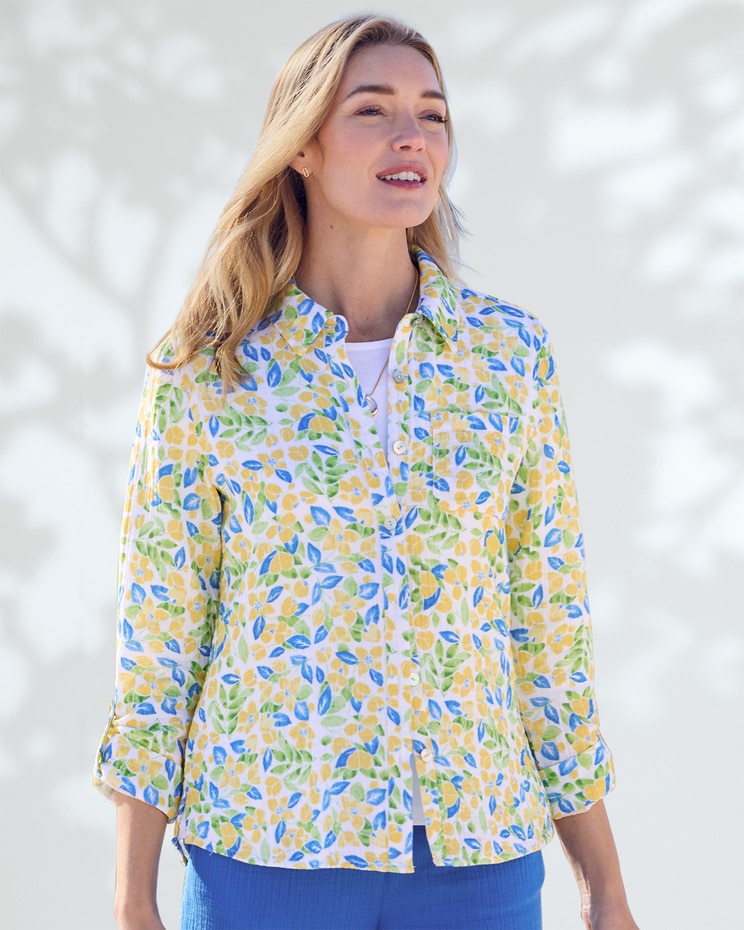 Nantucket Textured-Cotton Lemon Blossom Shirt image number 1