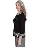 Alfred Dunner® Runway Ready Diamond Border Crew Neck Top with a Detachable Necklace thumbnail number 4