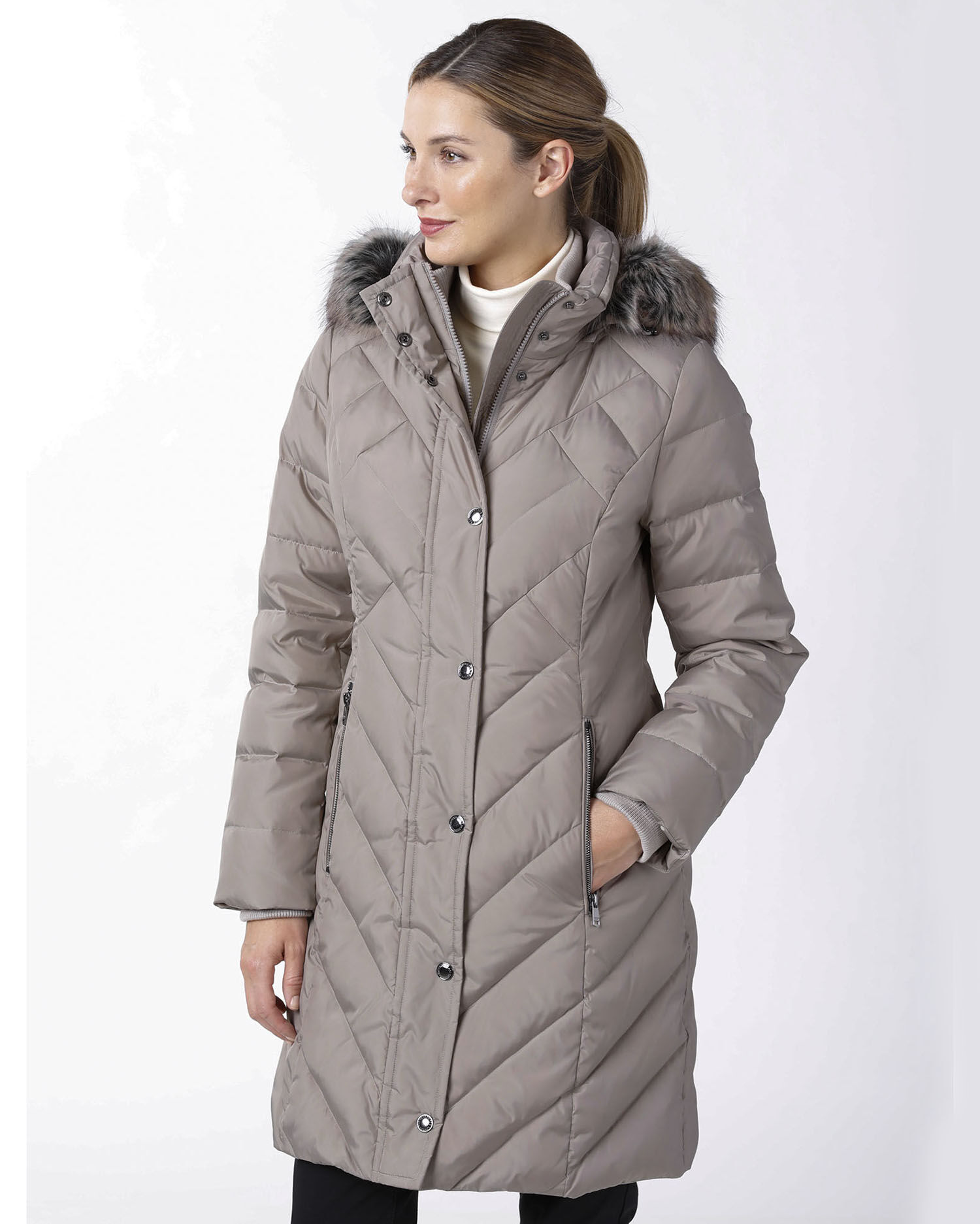Women's tower by london fog quilted faux fur trim shop down coat