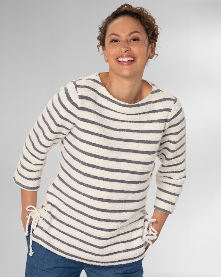Nautical Stripe Brushed Terry Pullover image number 1