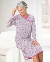 Leaf-Print Faux-Wrap Nightgown thumbnail number 1