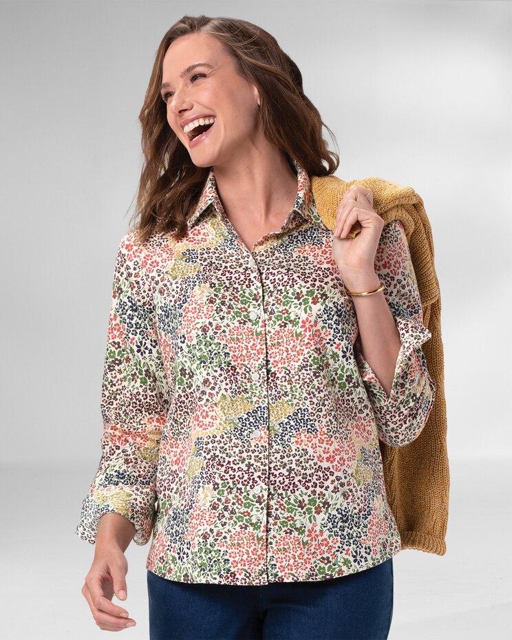 Foxcroft Autumn Spice Floral Non-Iron Shirt image number 1