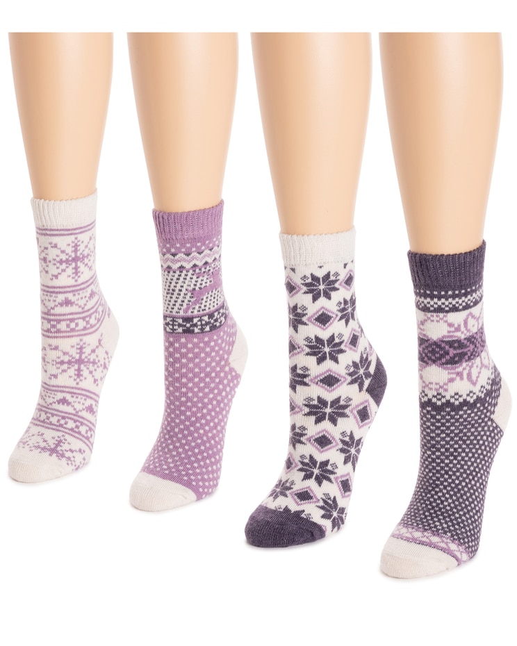 MUK LUKS® Womens Holiday Boot Socks 4Pr Pack image number 7