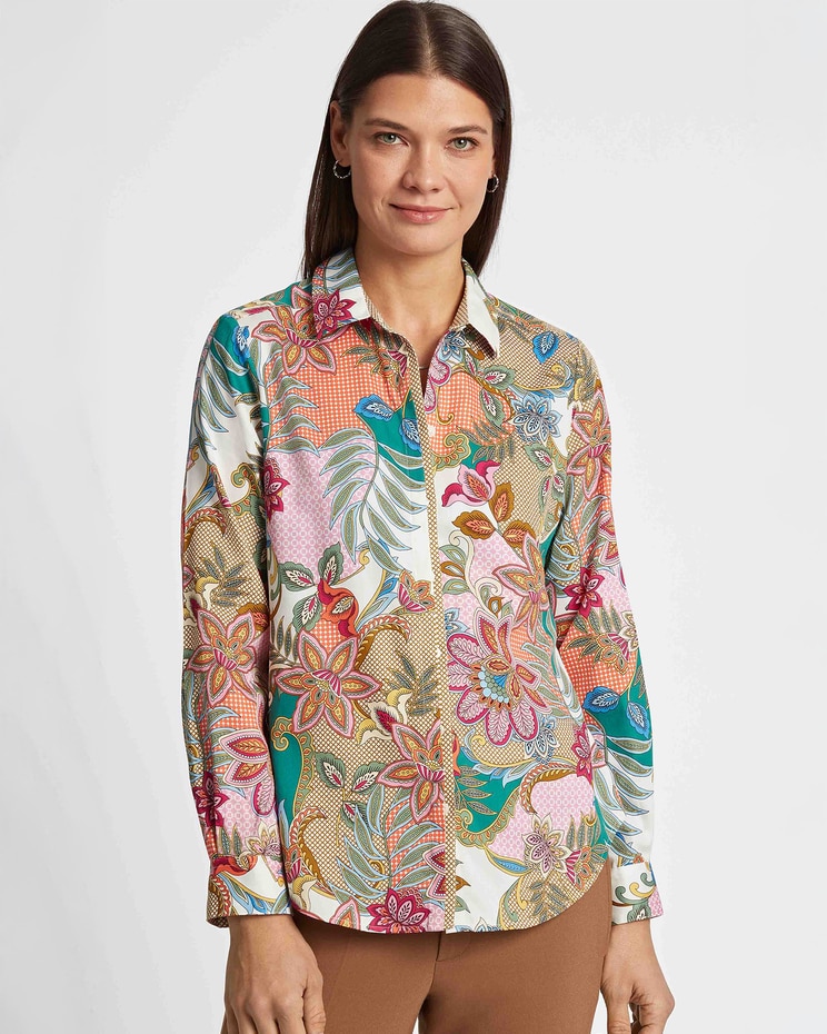 Foxcroft Charlie Jacobean Floral Shirt image number 1