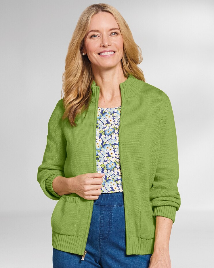 Bayside Cotton Zip-Front Cardigan image number 1