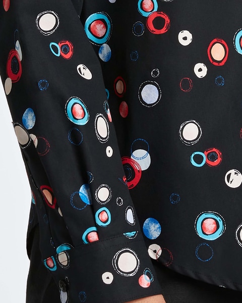 Foxcroft Charlie Multicolor Dot With Border Shirt