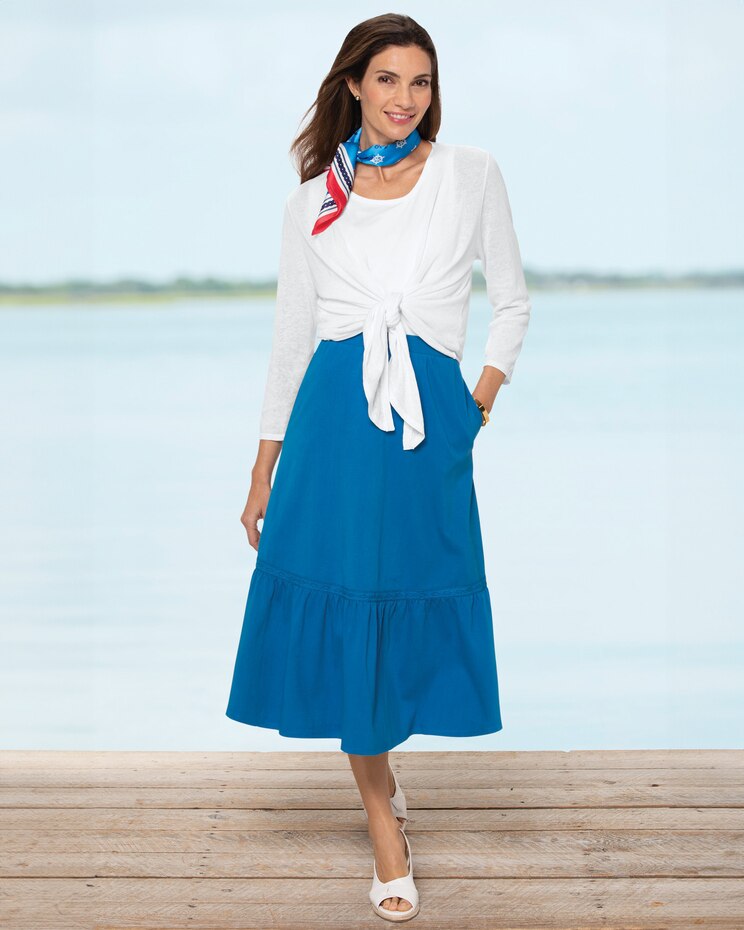 Boardwalk Knit Flounced Midi Skirt image number 3