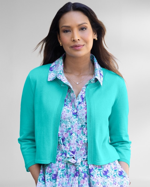 Madison Crochet-Trim Shrug