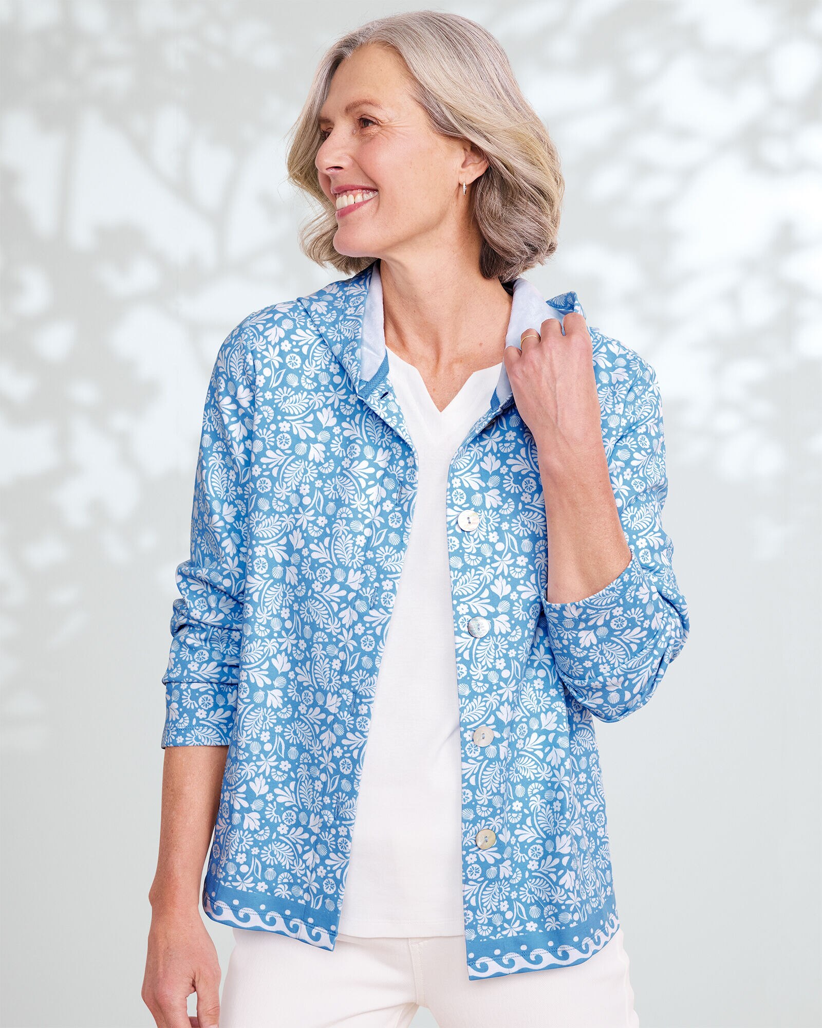 Everyday Knit Shell-Print Hooded Jacket | Appleseed's Everyday Knit Shell-Print Hooded Jacket | Appleseed's