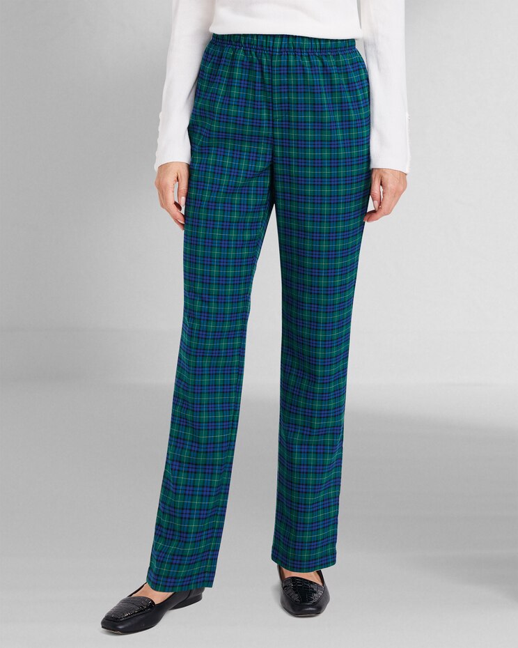 Festive Plaid Pull-On Pants image number 1