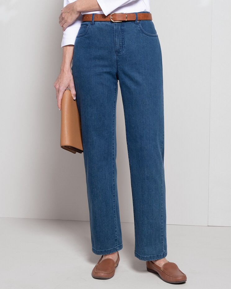 DreamFlex Comfort-Waist Classic Straight Jeans image number 1
