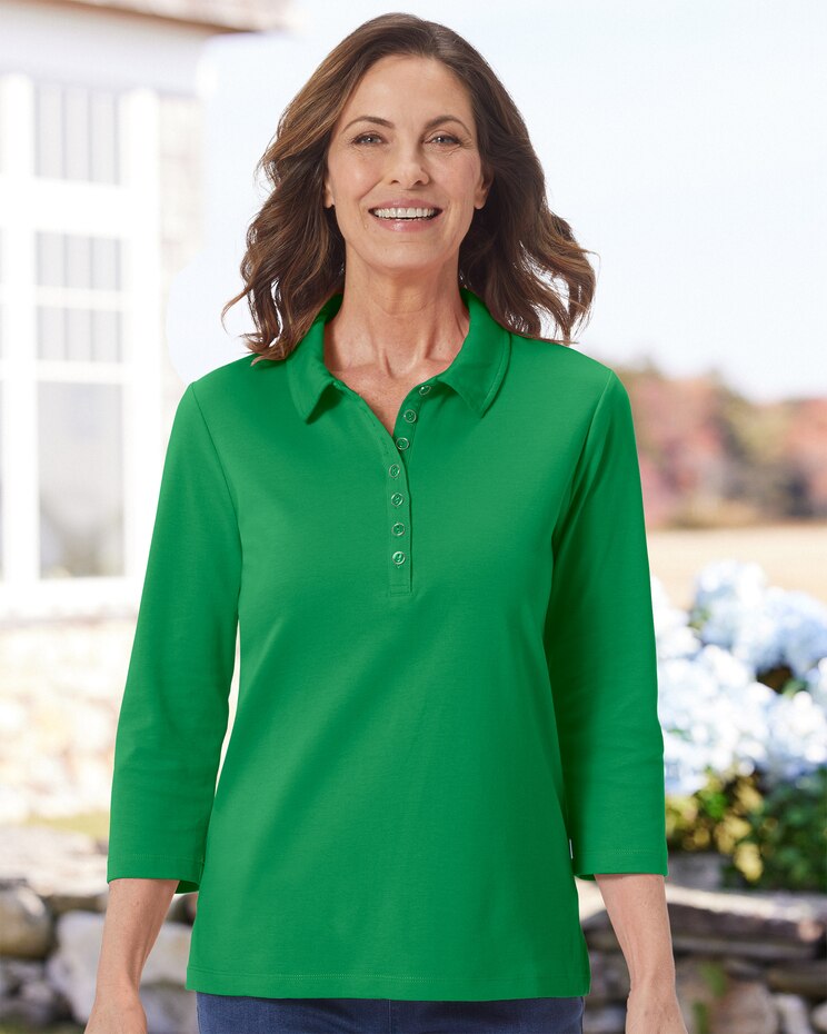 Essential Cotton 3/4 Sleeve Polo image number 1