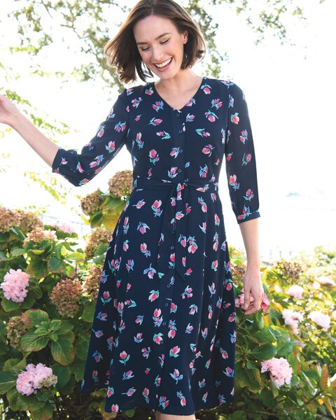 Tulip Garden Tie-Belt Dress