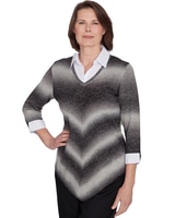Alfred Dunner® Classics Chevron Ombre Woven Sweater thumbnail number 6
