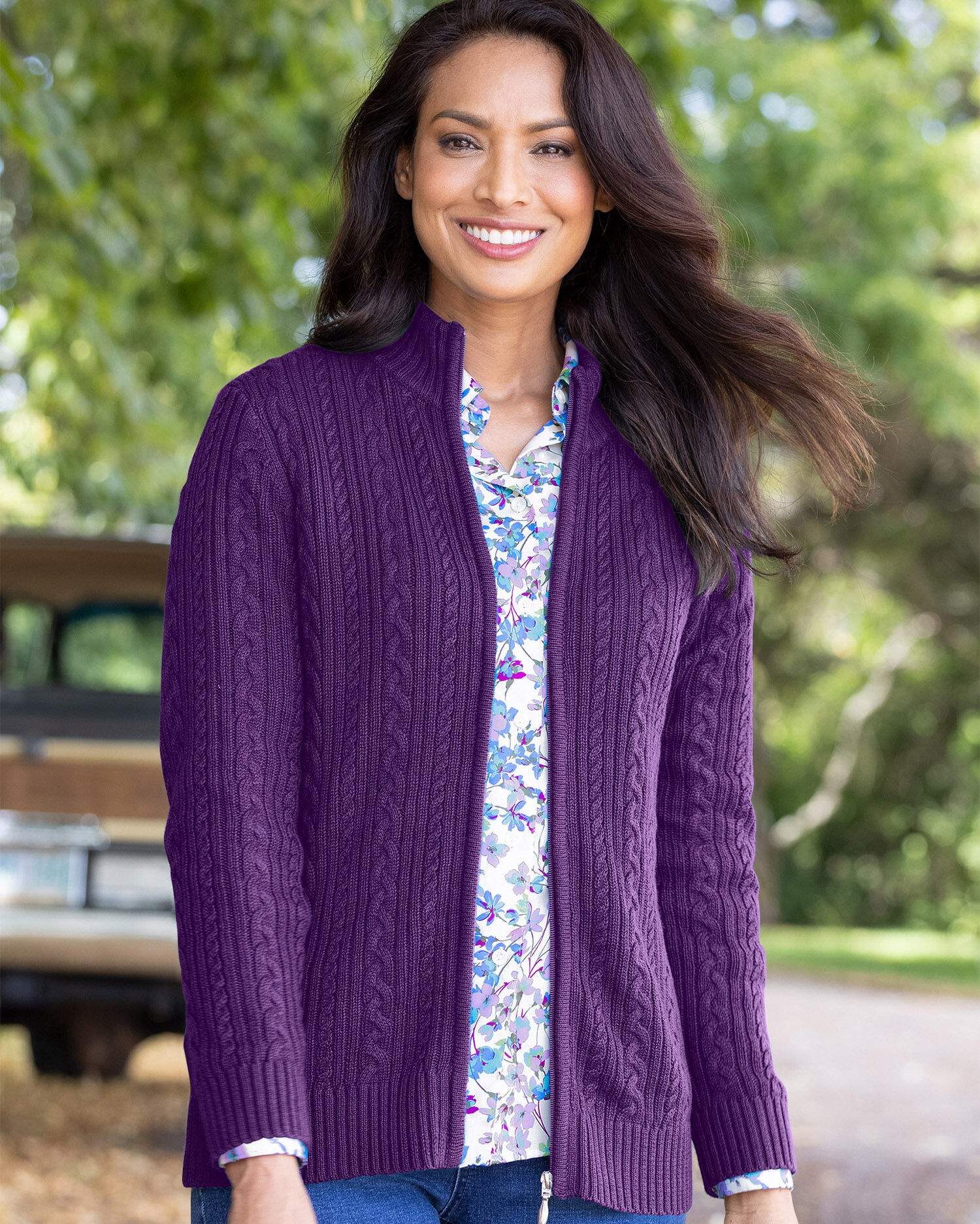 Iconic Cable Zip Cardigan Sweater Appleseed s