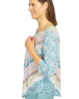 Alfred Dunner® Coconut Grove Chevron 3/4 Sleeve Top thumbnail number 4